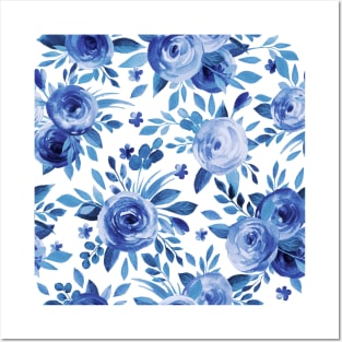 blue roses pattern Posters and Art